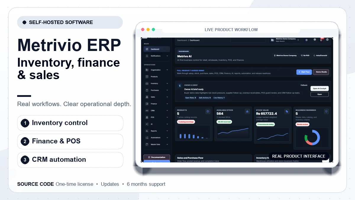 Metrivio ERP product preview